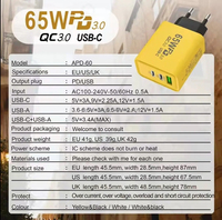 65W Usb et double type c 3 ports prise de charge rapide adaptateur de chargeur mural de téléphone portable pour téléphone 16 15 14