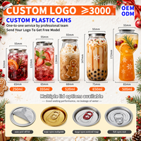 Boîtes de boissons en plastique PET transparentes de Noël avec couvercles à clapet pour café, thé, jus, soda et boissons de fête