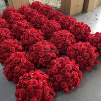 EG-WD56 50cm 60cm 70cm Rose Blanc Rouge Grand Arrangement de Roses Boule de Fleurs Artificielles Centres de Table pour Décoration de Mariage