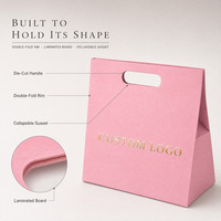 Sac en papier pliable avec poignée découpée, emballage plat, sac de shopping portable, sac cadeau avec logo personnalisé pour l'emballage de détail