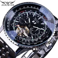 Montre-bracelet squelette de luxe Jaragar 034 Tourbillon pour homme, mécanique automatique, en acier inoxydable, multifonctionnelle