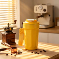 Mug à café isotherme portable personnalisé octogonal de 450 ml en acier inoxydable 316, gobelet à eau avec sangle de transport pour le camping