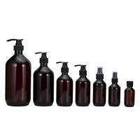 Botella de plástico PET ámbar marrón Boston 300ml/500ml/16oz Gel de ducha loción corporal acondicionador jabón vacío con bomba para champú