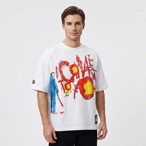 <b>Men's</b> <b>White</b> Oversized T-<b>Shirt</b> <b>Short</b> <b>Sleeve</b> Printed Graphic O-Neck Street Style Jersey Cotton Character Design - Product Image 6