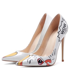Fashion New Design Women High Thin Heel Dress Shoes Large Size 45 Basic Stiletto <b>Pumps</b> Funny Print Party Shoes - Product Image 5