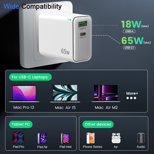 Chargeur mural TKT PD 65W à double port Type-C, charge rapide, GaN, lumière LED, QC3.0, USB, chargeur universel rapide, <span class=keywords><strong>adaptateur</strong></span> pour téléphone portable - Product Image 4