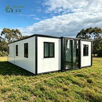 Casa Contenedor Plegable y Expandible Resistente a la Intemperie para Oficina o Vivienda, Residencia Expandible de 30 Pies con Techo Plano