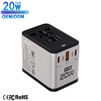 Adaptateur de voyage à charge rapide IBD GaN PD 20W QC3.0 PPS pour appareil photo et écouteurs, 3 ports (1 USB + 2 Type-C), prises EU/UK/US/AU