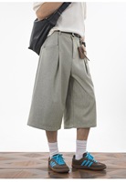 Pantalon mi-long décontracté pour homme avec logo personnalisé, texture unie, coupe ample, respirant, jambe droite, style décontracté