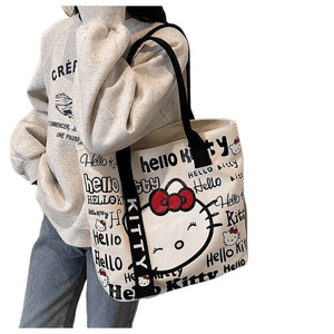 Large Capacity Cute Tote <strong>Bag</strong> for Women Fashionable <strong>Cartoon</strong> Design Versatile Single Shoulder Canvas <strong>Bag</strong> Zipper Closure - Product Image 5