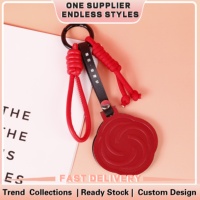 Gantungan Tas Kulit Mawar dengan Tali Kepang Merah, Tali Tenun Kustom Cocok untuk Tas Clutch, Pengait Dompet, Dekorasi Ruangan, Gantungan Kunci Mobil