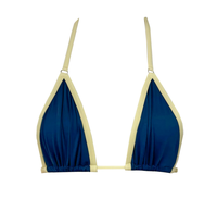 Groothandel Private Label Repreve Eco-vriendelijke, huidvriendelijke, navygele contrast driehoekige halter sexy bikini set
