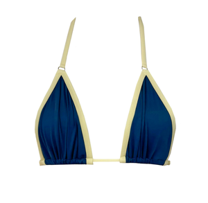 Ensemble de bikini sexy pour <span class=keywords><strong>femme</strong></span>, style triangle contrastant bleu marine et jaune, doux pour <span class=keywords><strong>la</strong></span> peau, en Repreve, marque privée, vente en gros, vêtements de <span class=keywords><strong>plage</strong></span> - Product Image 6