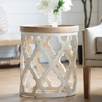 Table basse en bois massif antique faite à la main SWT avec revêtement en poudre pour la décoration de la maison