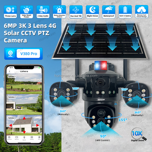 Cámara de Seguridad IP PTZ Hongnaer 6MP 3K con <span class=keywords><strong>3</strong></span> Pantallas, Inalámbrica, Alimentación Solar 4G, V380 Pro con <span class=keywords><strong>3</strong></span> Lentes para Exterior, CCTV Solar con Tarjeta SIM 4G - Product Image 2
