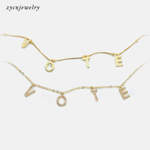 Venta caliente votación collares Michelle Obama votación chapados en oro inicial 26 letras colgante del encanto collares - Product Image 6