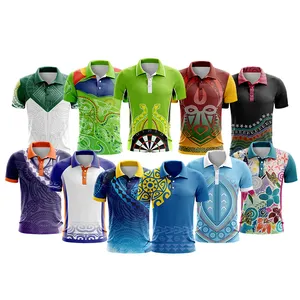 Vente en gros Polos à manches courtes autochtones personnalisés Polos pour hommes de sublimation bon marché autochtones unis