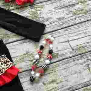 Ropa de otoño e invierno para niños, trajes de manga larga para niñas, trajes MINNIE, pantalones con volantes de leopardo, ropa con accesorios - Product Image 5