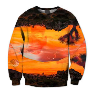 Sudadera informal con estampado gráfico para hombre, estampado de paisaje al atardecer, tela suave, manga larga, elegante, cómoda, moda urbana, cálida para invierno - Product Image 1