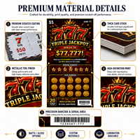 Cartes à gratter de loterie personnalisées avec logo OEM, impression couleur, design gratuit, estampage à chaud, numéros chanceux, impression instantanée des prix