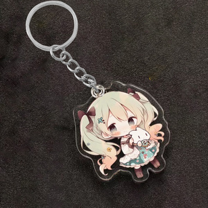 Custom Anime-Themed Acrylic Keychains Glitter Epoxy Process UV Printing Light Plastic Digital Photo Keychain Customizable