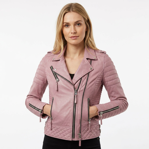 Women Punk Style Genuine Leather Bomber <b>Jacket</b> <b>Waterproof</b> Breathable Custom Logo Wholesale Custom Made - Product Image 1