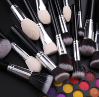 IPRESTA Grosir 30pcs Set Kuas Rias Wajah Bulu Alami dengan Kuas Kipas & Datar untuk Penggunaan Concealer