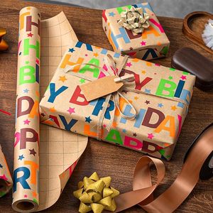 5 meters daily colorful <b>birthday</b> happy large letter fluorescent kraft <b>paper</b> <b>wrapping</b> <b>paper</b> for gift <b>wrapping</b> - Product Image 3