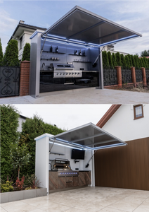 تصميم جديد لمطبخ خارجي مخصص يعمل بالتحكم عن بعد للتخييم/الحدائق، مقاوم للماء مع شواية ورف للتلفزيون - Product Image 5