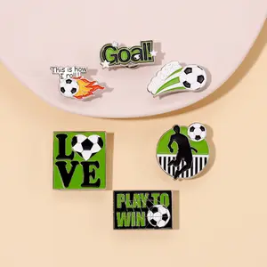 Broche de esmalte para venda no atacado, broches engraçados para futebol, metal, com lapela