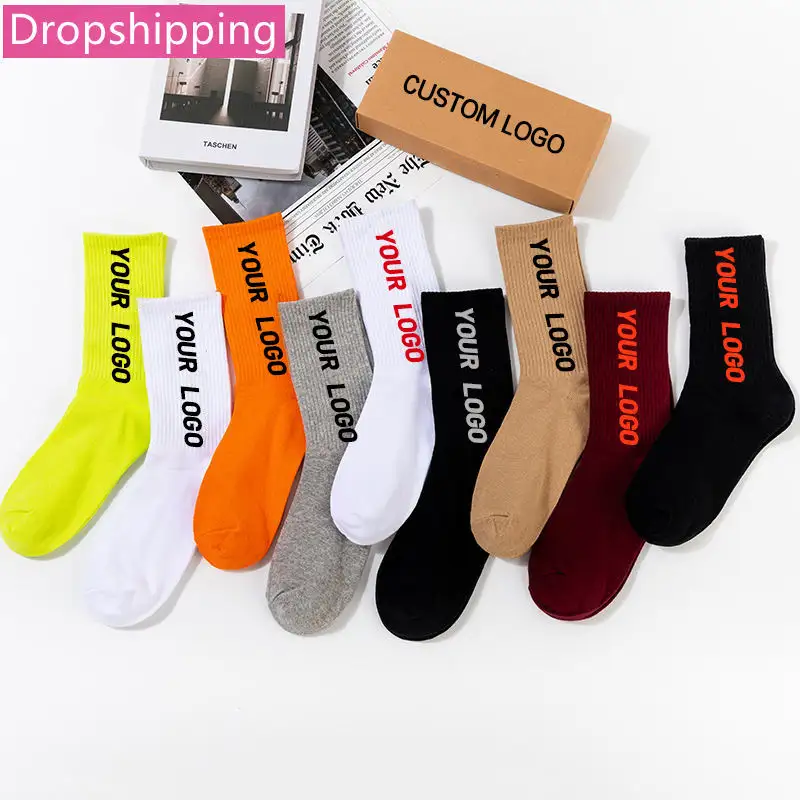 En gros Logo Impression Personnalisée Chaussettes Calcetines Designer Coton Cyclisme Chaussettes De Sport