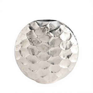 Maceta Circular Plateada, Técnica de Fundición a Mano, Diseños Personalizables, Floreros Metálicos Decorativos para el Hogar, Última Moda - Product Image 1