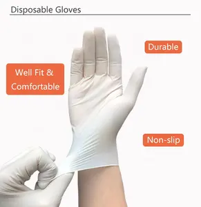 GR1001 sarung tangan sekali pakai lateks putih bebas bubuk multifungsi sarung tangan periksa anti licin antiselip cepat 100 buah