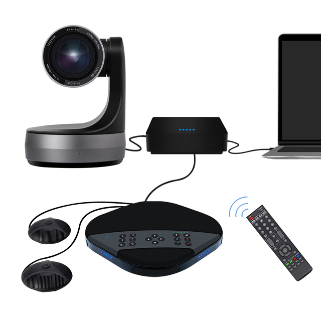 JJTS HD 1080P 12X Video Conference Collaboration System HD3500e Group With Speakerphone HUB and Expansion Microphone