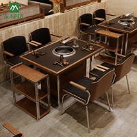 Ensembles de canapés et chaises de restaurant rétro en bois pour hot pot et barbecue, avec options simple ou double face