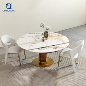 <span class=keywords><strong>Table</strong></span> de salle à manger extensible sur mesure <span class=keywords><strong>Table</strong></span> extensible rectangulaire pivotante moderne de luxe en ardoise <span class=keywords><strong>ronde</strong></span> avec dessus en forme de roche - Product Image 2