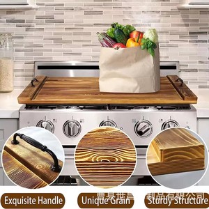 Planche de cuisine en bois massif, planche à découper rectangulaire avec poignées pour protéger la surface de cuisson - Product Image 2