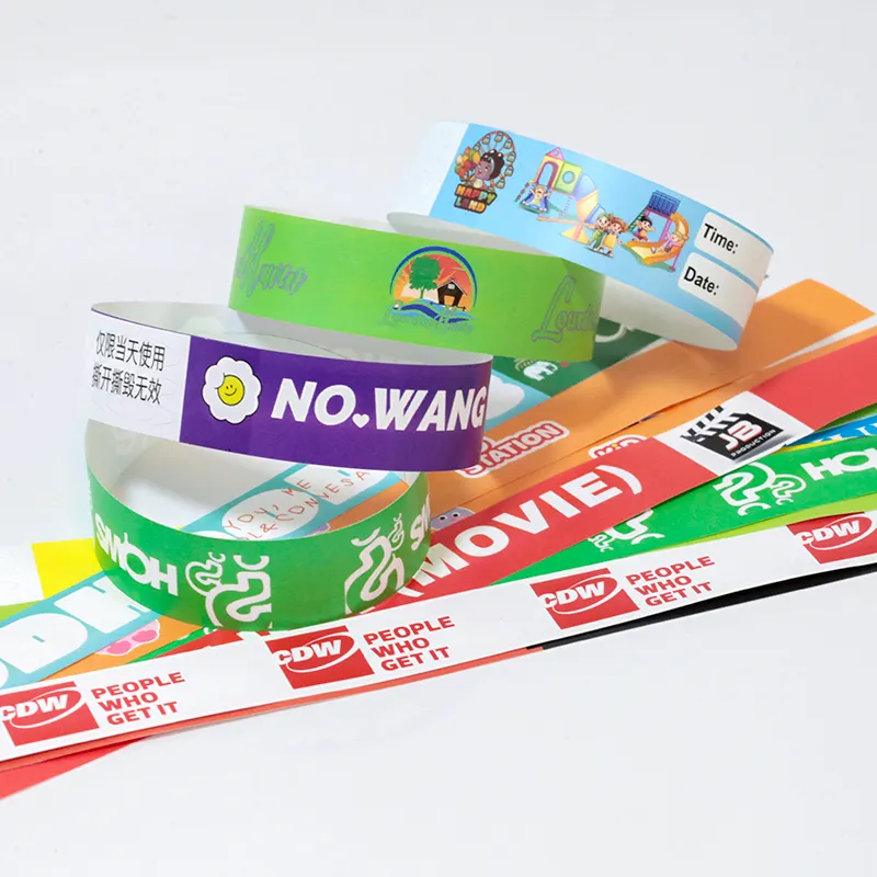 Disposable Customized Music Festival Entry Event Ticket One Inch Sheet Tyvek Wristbands Paper ID Bracelet For Event