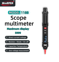 WinAPEX 118 Penguji Tegangan Digital 1000V Pengukuran Resistansi Kapasitansi Dioda NVC/LIVE Multimeter Digital Tipe Pena 3 Digit
