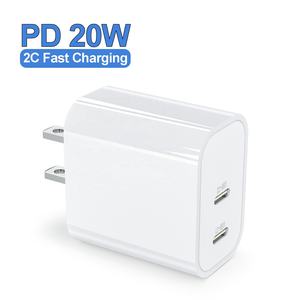 อะแดปเตอร์ชาร์จเร็วแบบพกพา HNT Wholesale Dual Port PD 20W USB-C Type-C สีขาวและสีดำ สำหรับ Android และ <span class=keywords><strong>IOS</strong></span> - Product Image 1