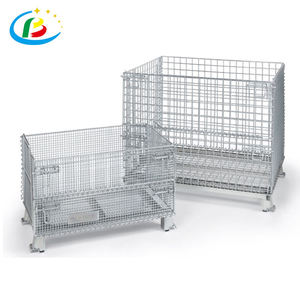 Nhỏ bền có thể gập lại mạ kẽm nhẹ dây thép lưới container trực tiếp Stackable & xe nâng hàng hóa an toàn thiết bị lưu trữ - Product Image 5
