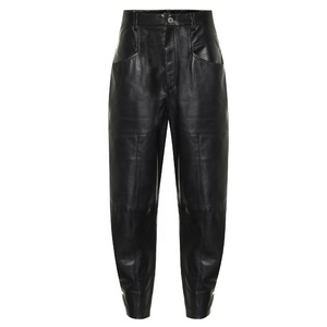Pantalones de cuero de tiro alto para mujer - Product Image 1