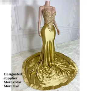 设计师服装名牌金色奢华晚礼服水钻女性金色和黑色优雅性感舞会礼服
