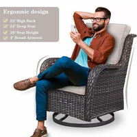 Ensemble de jardin moderne pour villa, chaises de patio pivotantes d'extérieur, structure en osier, coussins en tissu Olefin, mobilier d'extérieur