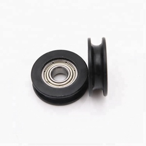 Rodillo de puerta de polea fija R4ZZ Rueda de polea de nailon de plástico R4 Rueda de polea de ranura en U para puertas corredizas de vidrio 6,35*23,35*7mm - Product Image 1