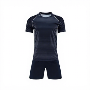 Conjunto de Camiseta de Fútbol Azul Oscuro para Hombre, Manga Corta, Cuello Redondo, Absorbe la Humedad, Transpirable, Secado Rápido, Ajuste Atlético, para Todas las Temporadas - Product Image 1