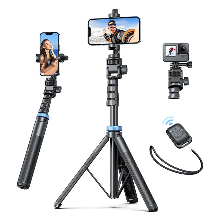 Factory direct sale 1.36m foldable shooting selfie ring light tripod 360 rotate tripod