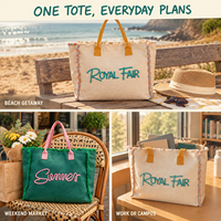 Sac fourre-tout en toile brodé personnalisé Royal Fair, de haute qualité, pour les voyages d'été, le shopping, l'usage quotidien et la plage
