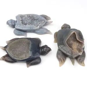 水晶动物龟手雕玛瑙德鲁兹大地海龟雕像雕塑小雕像
