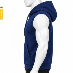 SAMAVIA Men's Navy Blue <b>Sleeveless</b> <b>Hoodie</b>, Premium Fleece Tank Top With Adjustable Drawstring Hood Bulk Order - Product Image 3